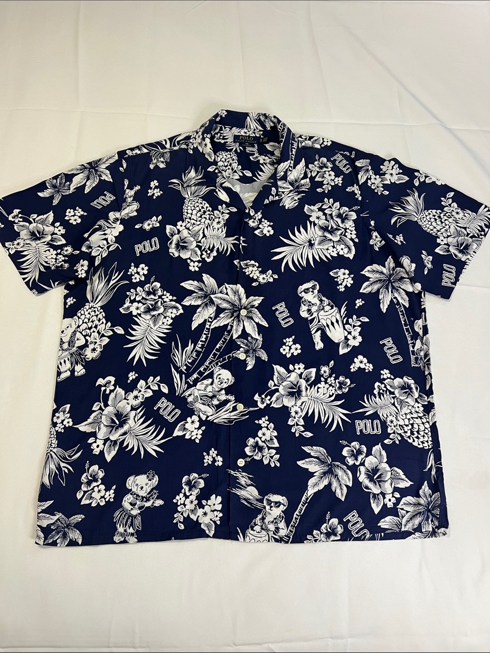 Polo by Ralph Lauren Hawaiian Polo Bear Aloha Camp Shirt Short-Sleeve Button
